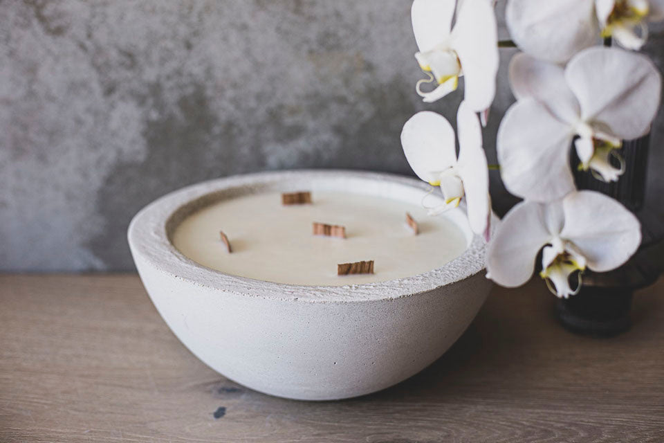 Extra Large Concrete Candle - Solid - white