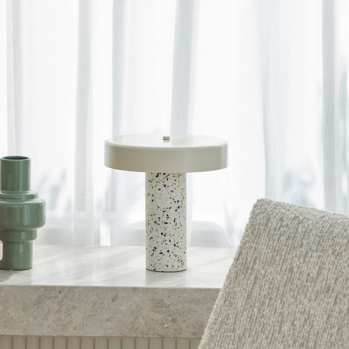 Terrazzo Table Lamp Multi-Coloured & White