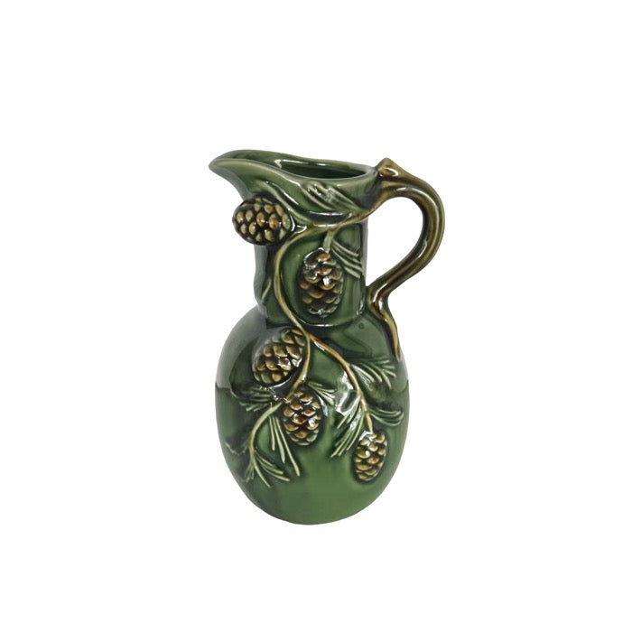 Ceramic Embossed Dark Green Jugs