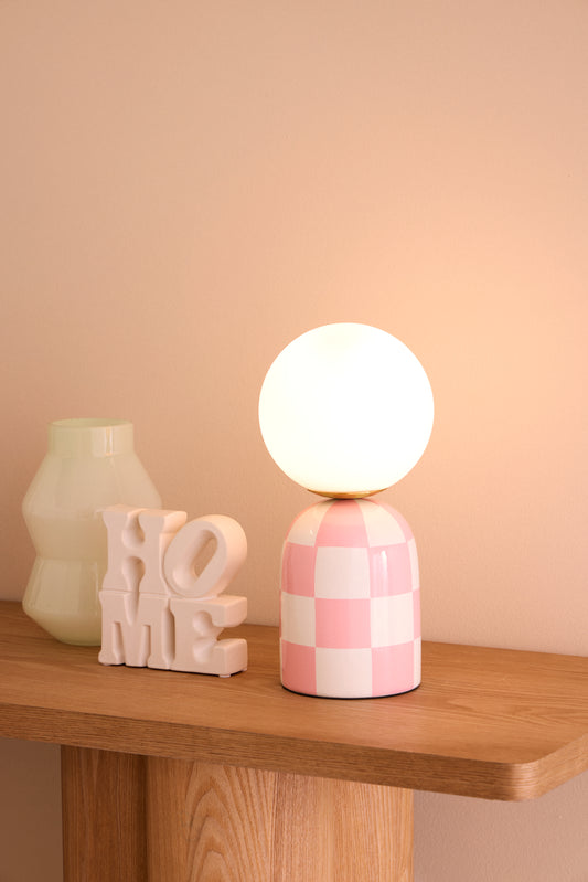 Pink and White Table lamp.