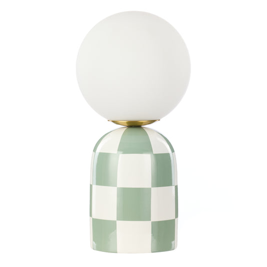 Green and White Table lamp.