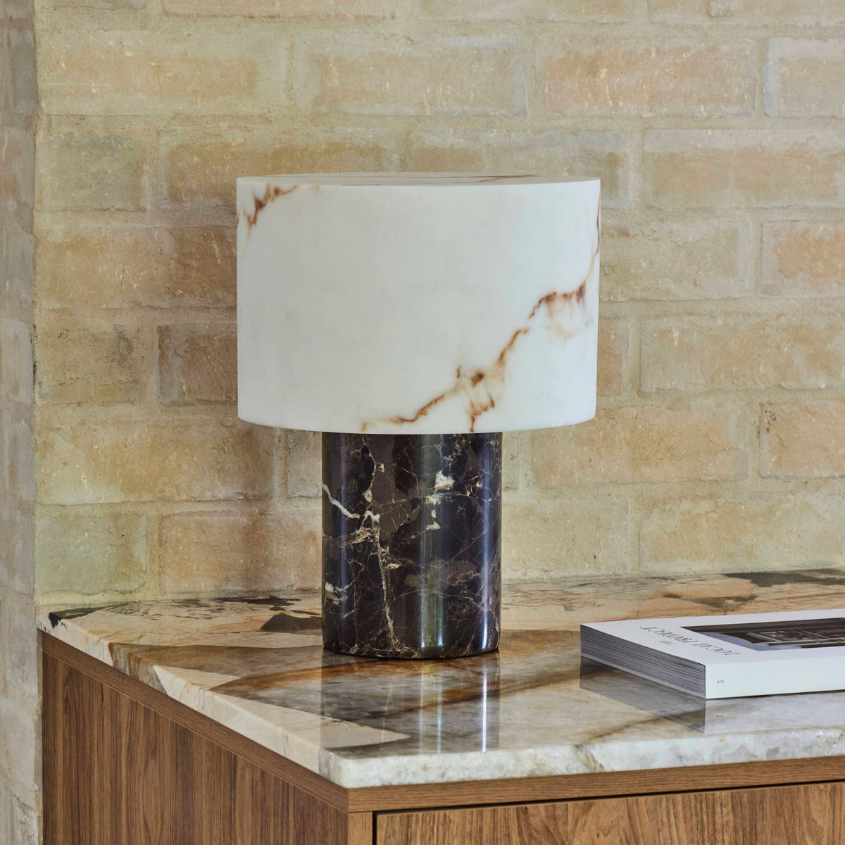 Table Lamp Brown & White