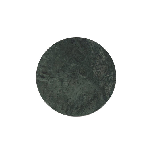 Round dark green stone on a white background