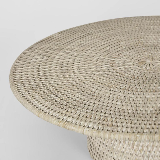 Rattan Footed Stands Set of 3 White Wash