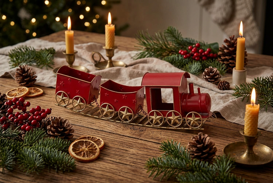 Nostalgic Festive Train Red Ornament