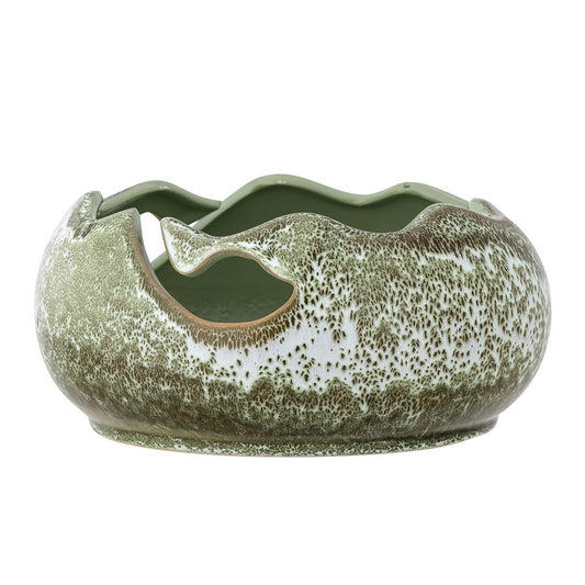 Leo Deco Bowl, Green, Stoneware
