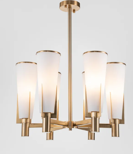 Antique brass chandelier with frosted glass shades - Lurepa Interiors