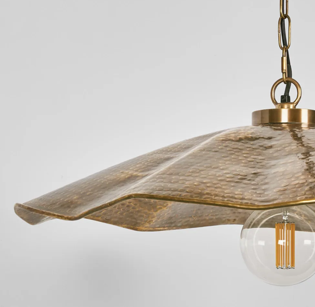 Brass hammered ceiling pendant light detail - Lurepa Interiors