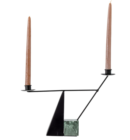 Jala iron candle holder with marble base - Lurepa Interiors