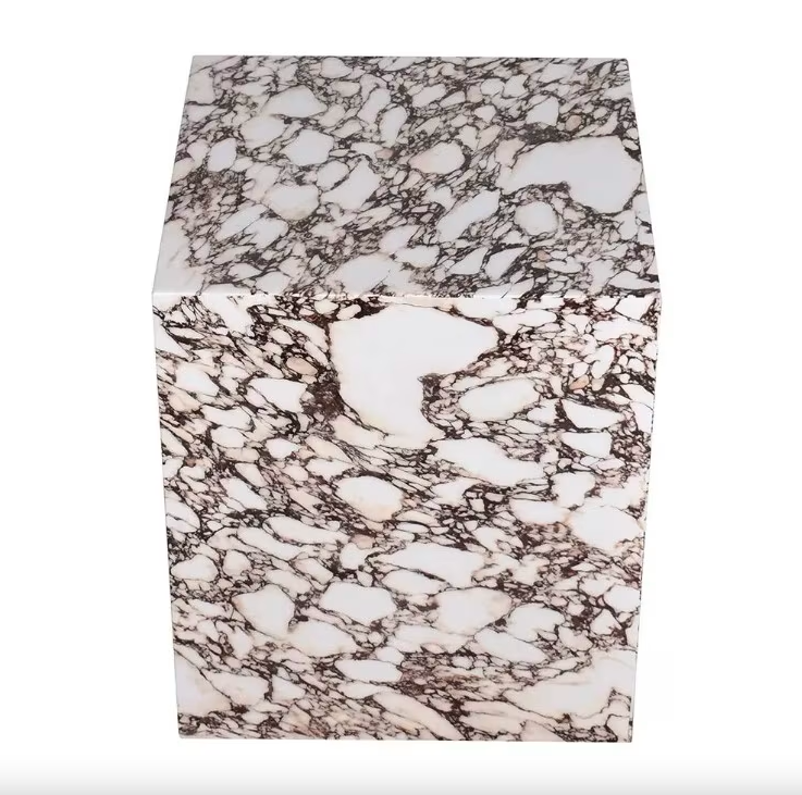 Violetta stone-look side table, side angle - Lurepa Interiors