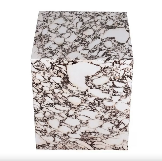 Violetta stone-look side table, side angle - Lurepa Interiors